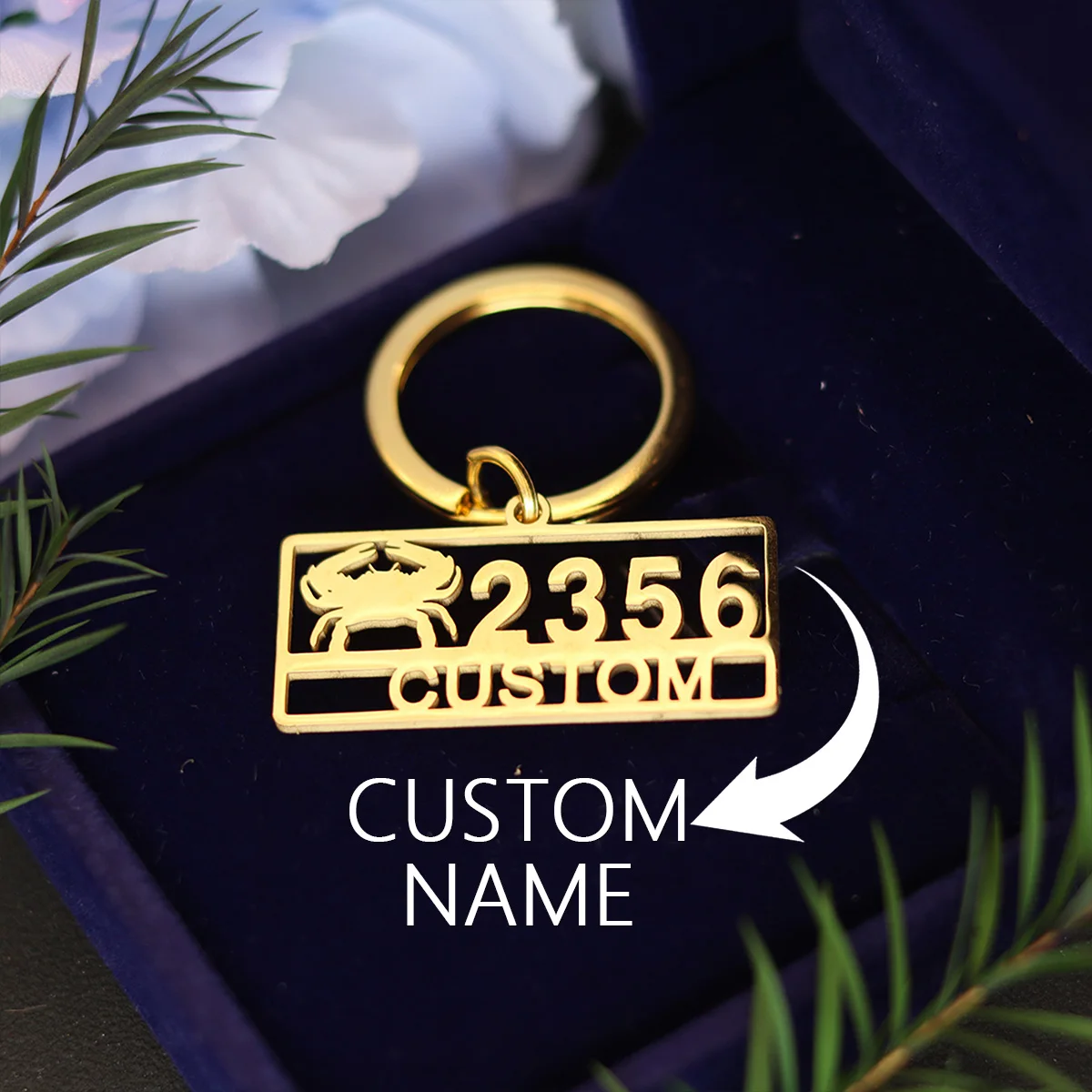 

QIAMNI милый брелок в виде краба для женщин и мужчин, брелок из нержавеющей стали с индивидуальным именем, подарок, выгравированный номер, письмо, брелок с мультяшным животным