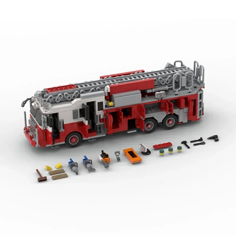 Moc Building Blocks Car Series New York Fire Brigade Ladder 102 Express Model Technology Bricks Brand-name Vehicle DIY Toys