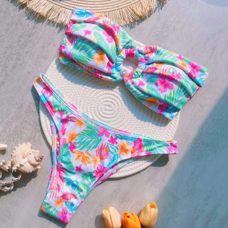 

Летние сексуальные бикини с цветочным принтом, женские купальники с эффектом пуш-ап, пляжная одежда для купания, купальные костюмы, бразильский комплект бикини, купальщица в бассейне