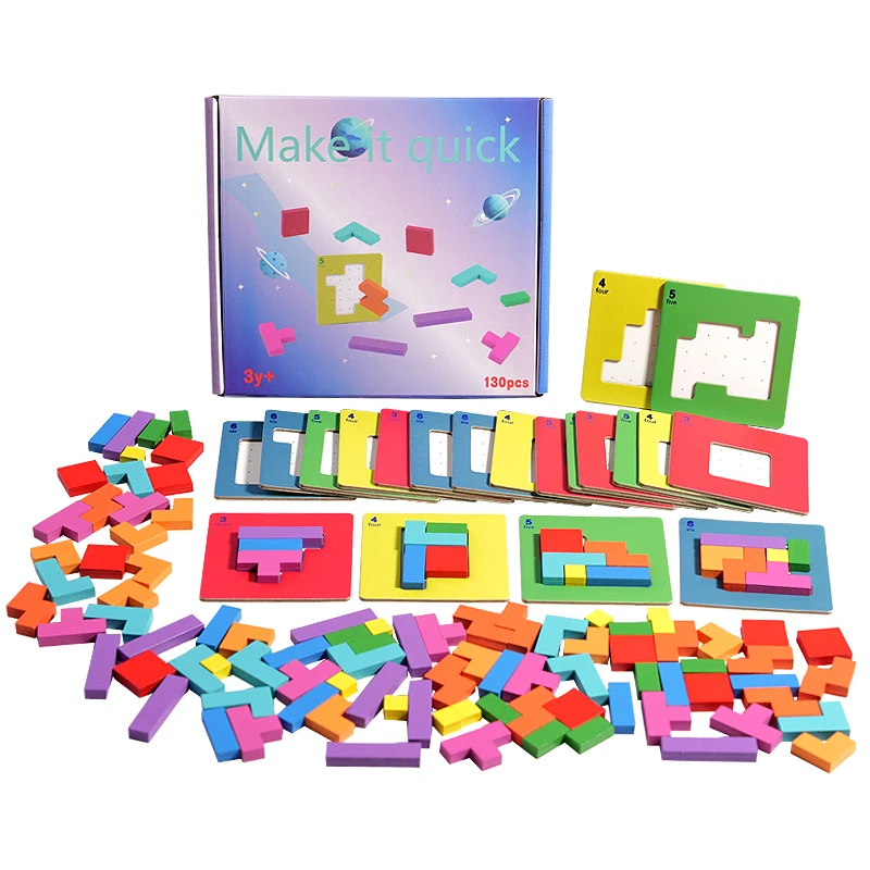 3D Two-person Interactive Desktop Puzzle Game Tangram Math Toys Building Blocks Board Color Shape Game For Kids Gifts