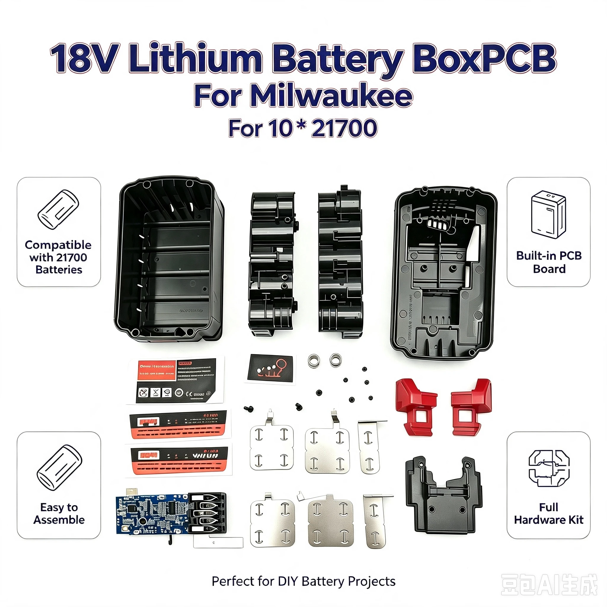 For M18 Lithium Battery 10*21700 Case Box BMS PCB Charging Protection Circuit Board For Milwaukee 18V Li-ion Batteries Housings