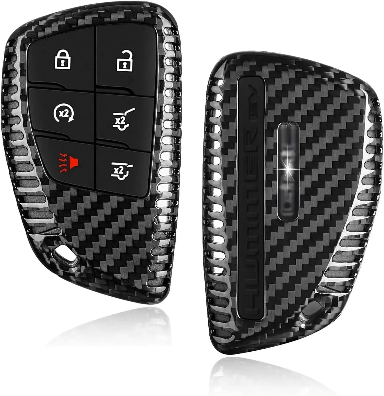 

Key Fob Cover Compatible For GMC Hummer With KeyChain Real Carbon Fiber Key Case Protecotr Compatible For Hummer EV Compatible F