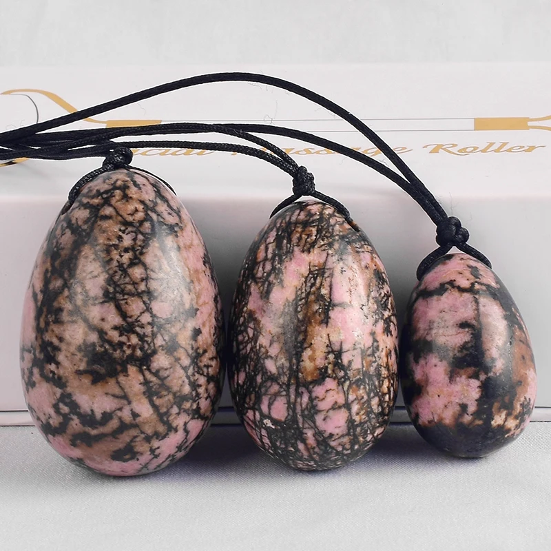 

undrill 40*25 Natural Rhodolite Massage Egg Crystal Mineral Yoni Ball For Kegel Exercise Tool Vaginal Muscle Health Care