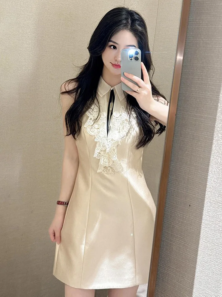 [oein] Miu Style Wealthy Socialite Heiress Style Dress,  Summer Temperament, High-end Feeling, Hanging Neck Style Sleeveless