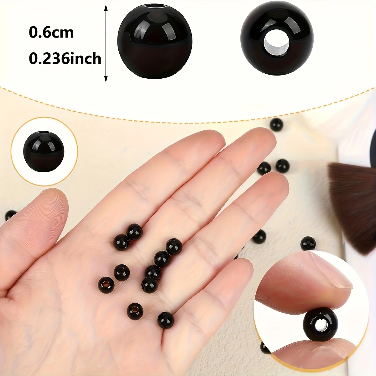 900PCS 6mm/1000PCS4mm Black Round Loose Beads, Suitable for Bracelets, Jewelry, Gifts image 6