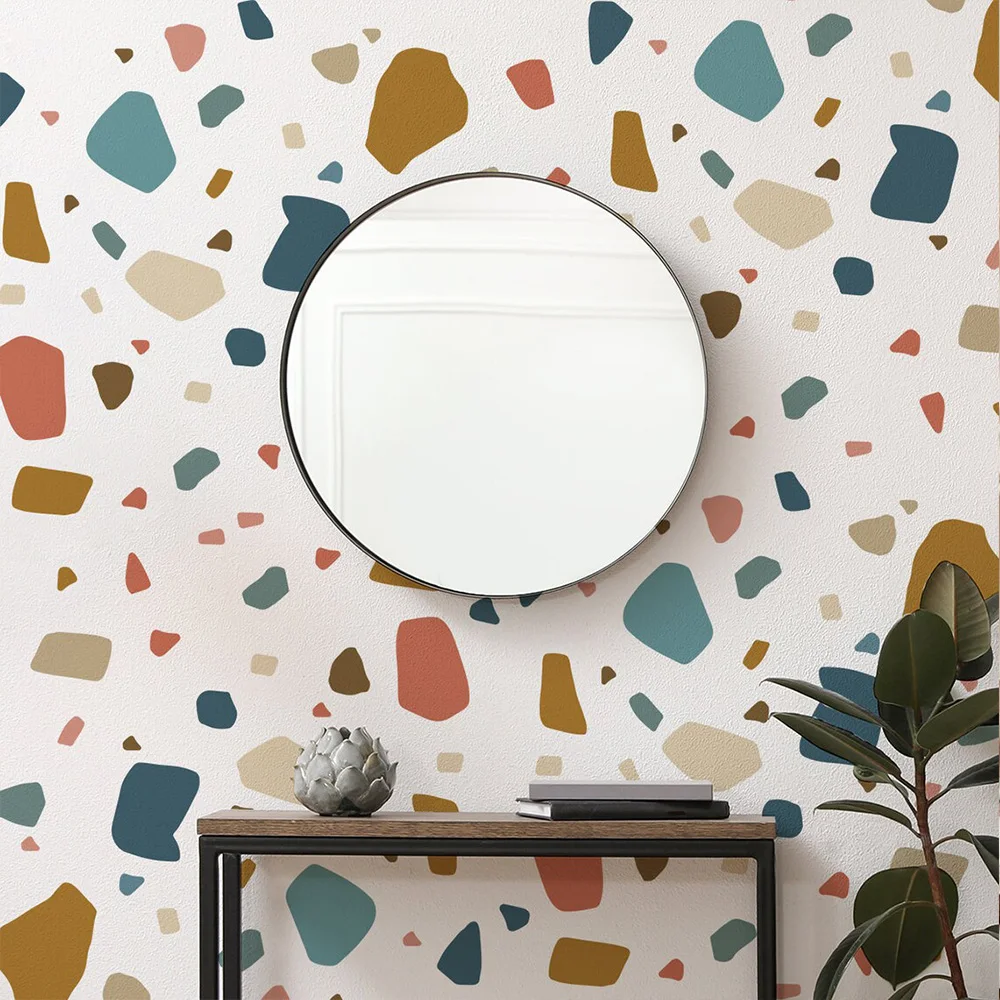 Boho Wall Decor Terrazzo Decal Wall Stickers Irregular Stones Colorful Decorations Abstract Geometric for Kids Room Living Room