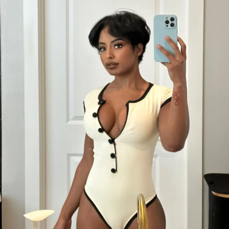 

Europe and the United States fashion women's new slim tight one-piece hot girl shorts sexy jumpsuit