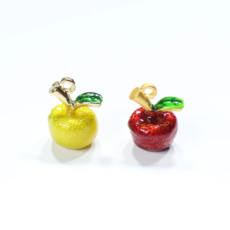 Mini 3D Brass Porcelain Apple Pendant Clothing Shoes and Hats DIY Crafts Accessories