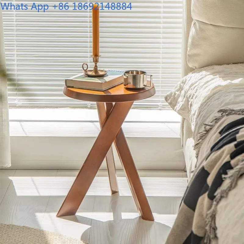 

Деревянный японский прикроватный столик в скандинавском стиле, круглый табурет, простая тумба для хранения в гостиной, приставной столик для дивана