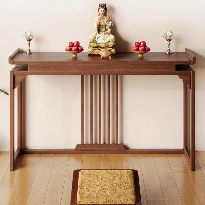 

Entrance table New Chinese-style solid wood simple light luxury home Zen living room entrance end view Narrow