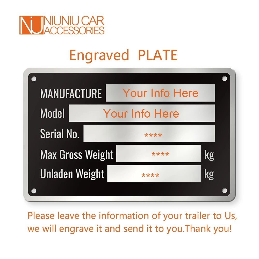 Blanco Of Gegraveerd Aluminium Trailer Id Tag Vin Plaat Seriële Gvwr Medische Rv Onderdelen Camper Accessoires