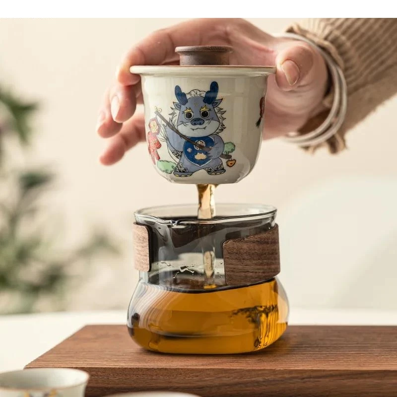 

Portable Travel Tea Set Dragon Patterned Teapot Teas Kettle One Pot Two Cups Outdoors Making Kung Fu Teaware