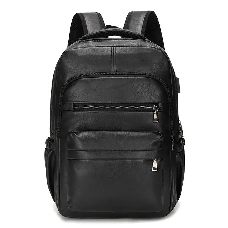 High QualityUSBCharging Backpack MenPULeather Large Capacity Computer Backpack School Backpack for Teenage Boys