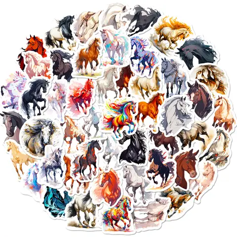 50pcs animal cavalo esportes na moda desenhos animados graffiti adesivos