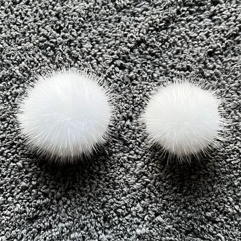 Mink bolas de pele para chaveiro, fofo pom pom pom, artesanato de bricolage, acessórios de material, anel, sapatos, chapéus, 5cm, 3cm, 4cm, 5 pcs,