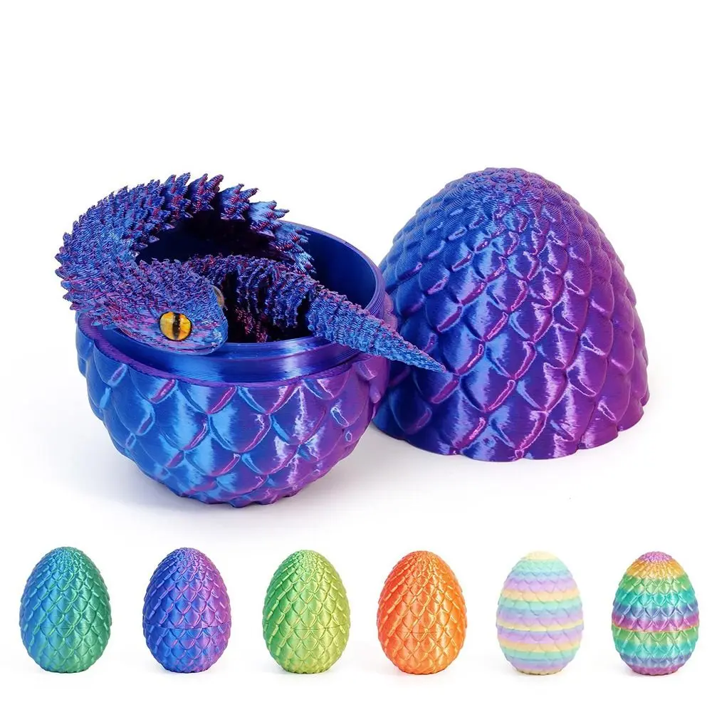 Finger Creative 3D Printed Snake Snake Egg Candy Color Animal Simulation Model Flexible Rotatable 3D Printed Snake Egg Gift