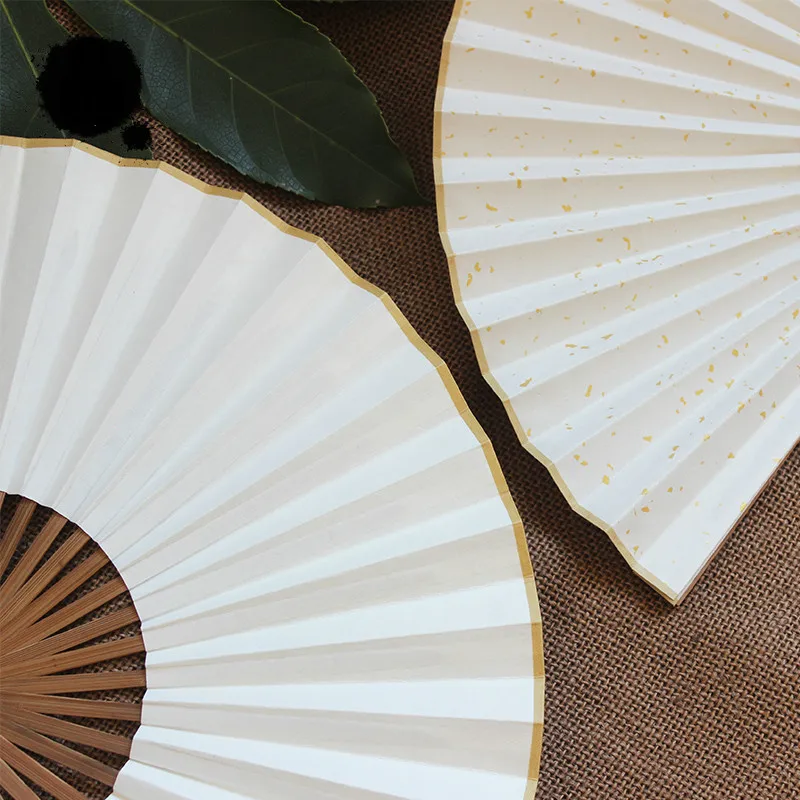 Chinese Style Blank Xuan Paper Folding Hand Fan Vintage Style Rice Paper Foldable Fan for Calligraphy and Painting Creation