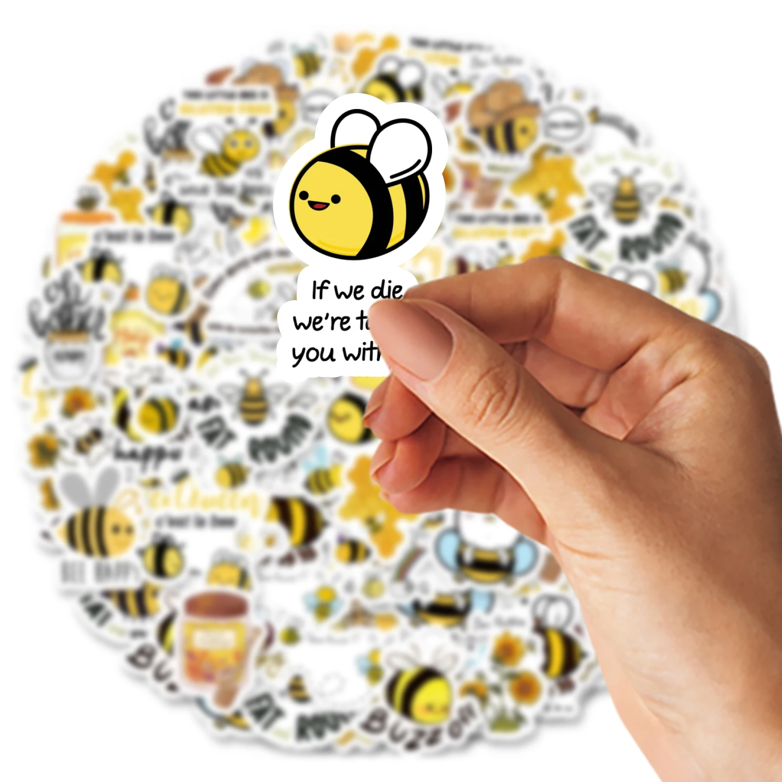 46pcs Cute Little Bee Cartoon Graffiti Stickers Decorated Notebook Water Cup Guitar Suitcase Classic Toy Scrapbook DIY Decals