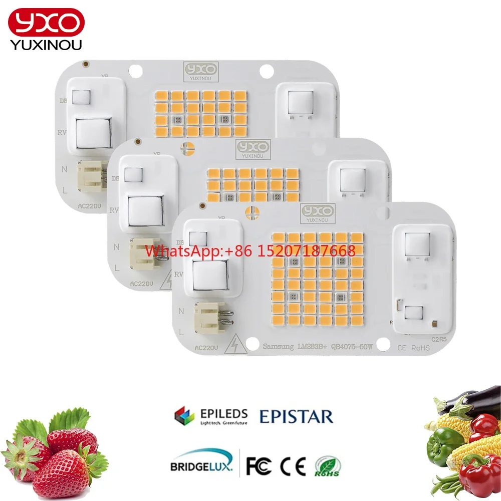 Bahçecilik kapalı bitki büyümek ışık COB LED çip 50w tam spektrum + 660nm bitki büyümek için LED COB çip Linghting çip DIY AC220V