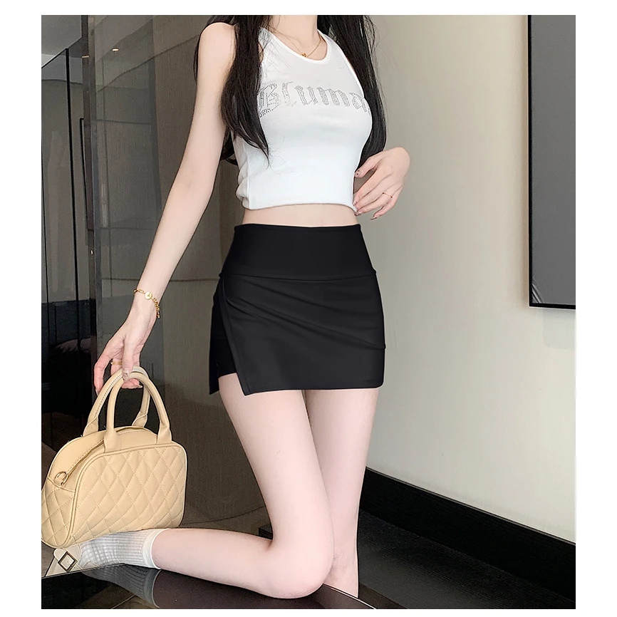 

Женская летняя спортивная юбка-шорты с высокой талией для йоги, утягивающая, с разрезом, А-силуэт, модная, повседневная, с защитой от просвечивания