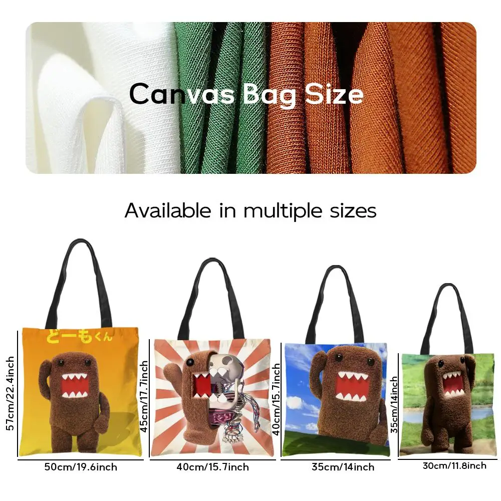 Storage Bags Canvas Tote Bag - Festive Large Capacity Handbag for Picnic Travel Shopping Popular Cartoon Characters Domo-kun-Fun