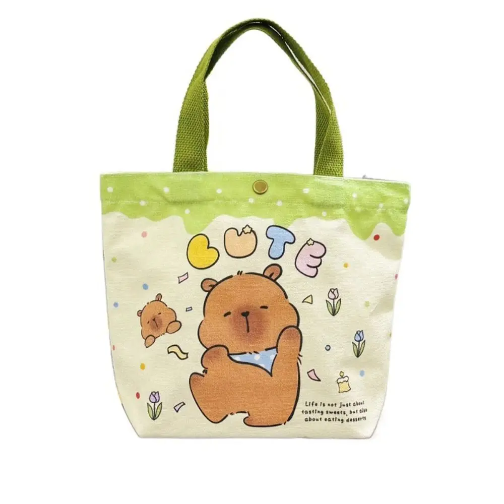 Thicken Capybara Canvas Bag Letter Cartoon Doll Capybara Shoulder Bag Lightweight Shopping Cartoon Underarm Bag Document