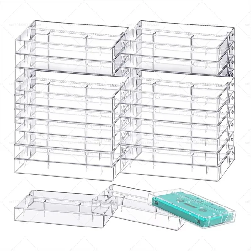 20-Pack Clear Plastic Audio Cassette Storage Cases Audio Tape Holder Organizer Solution 4.28