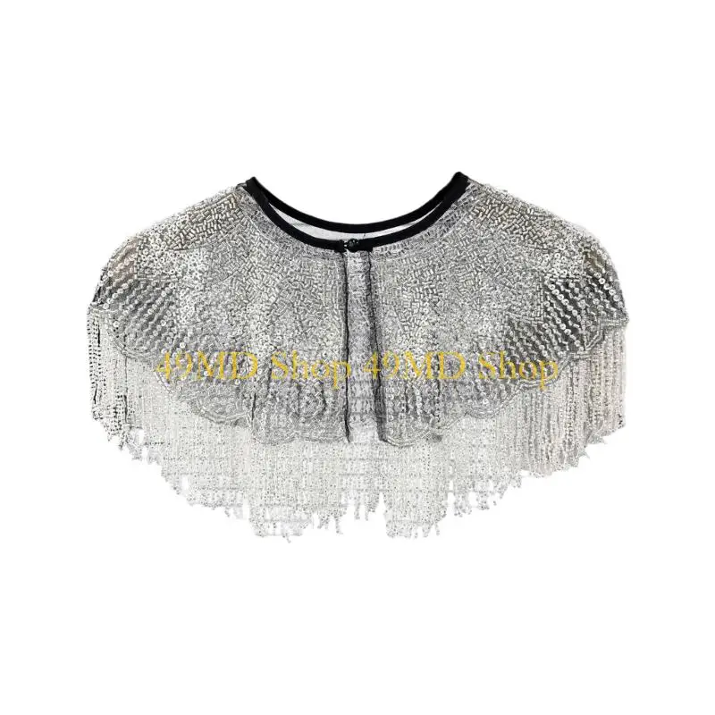 49MD Attractive Crystal Embellished Evening Wrap Highlighting Movable Border Plan And Machine Washable Polyester Substance