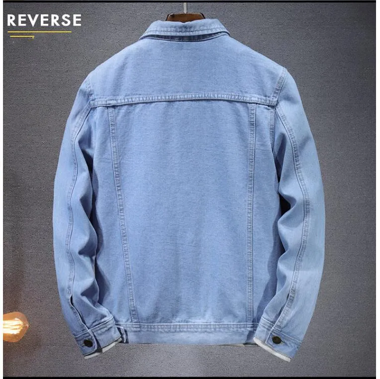 Summer New Men Pure Colour Denim Jacket Single-breasted Lapel Daily Casual Coats 68 Sb5508b6c48ec4119a7930367b085e16eF