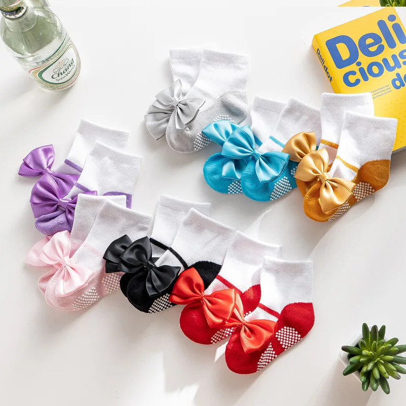 Children's Girl Socks Anti-Slip Dots Comfy Breathable Soft Toddler Baby Floor Socks Bow Princess Dance Kid Infant Socks A1387