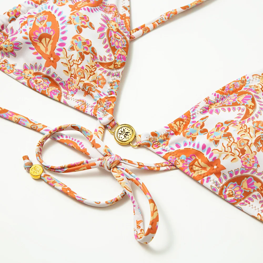 Ladies Floral Print Bikini Swimsuit Pure Desire Sexy Beachwear with Saes Nylon Material Sports/ Yoga/ Fitn/ Fans Goods