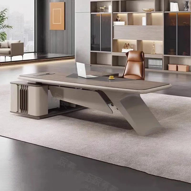 Nordic Aesthetic Office Desk Modern Wooden Reception Design Computer Office Desk Decoration Luxury Scrivania Salon Furniture - view 5