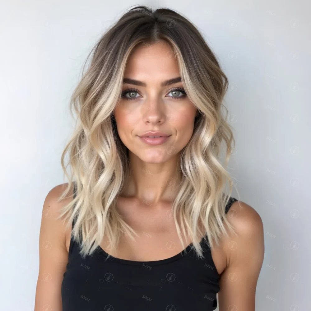 

Soft Ombre Blond Wave Hair 150 density and 13×4 100%human hair wig lace front wig, with baby hair pre plucked