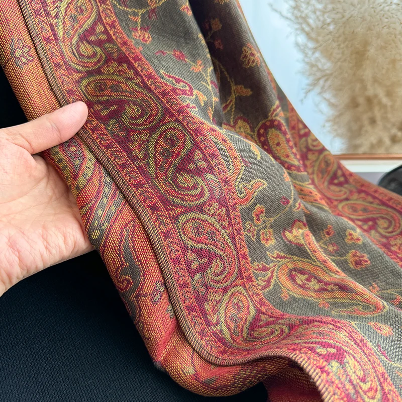 Quaste Decke Design Dicke Pashmina Neue Winter Warme Schal Wrap Paisley Muster Schal Frauen Halstuch Poncho Stolen 2023 – Detail 15