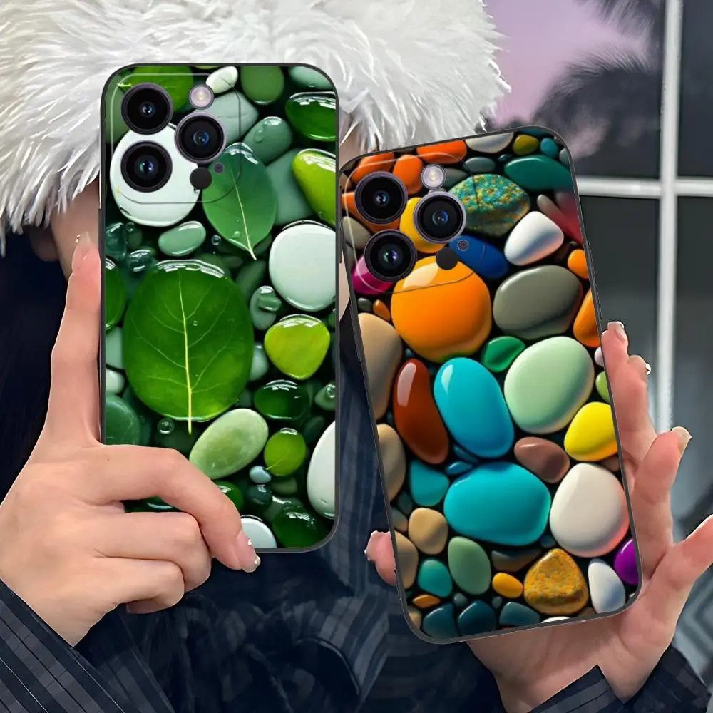 Esthetische stenen mobiele telefoonhoes voor iPhone 17 16 15 14 13 12 11 X XR XS 8 7 Pro Max Plus Mini Kleur Beschermhoes Luxe