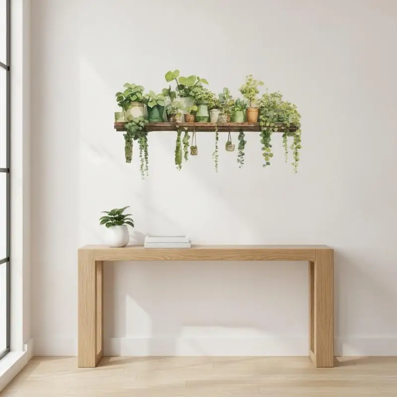 Self Adhesive 3D Green Bonsai Plant Wall Stickers Creative Botanical Decals For Bedroom Living Room Wall Ornament