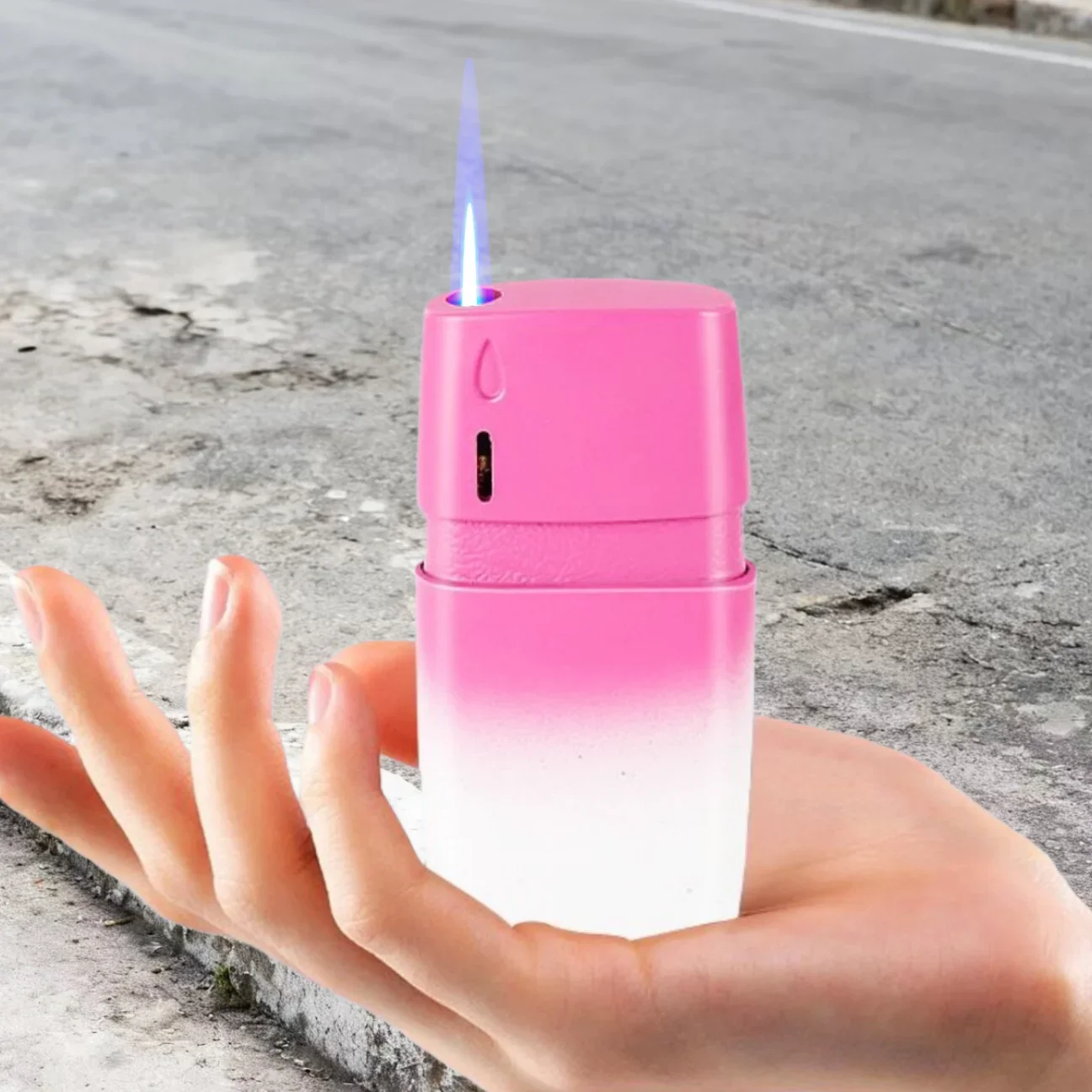 High Aesthetic Gradient Color Windproof Electronic Button Metal Lighter Inflatable Torch Lighter Smoking Accessories and Gifts