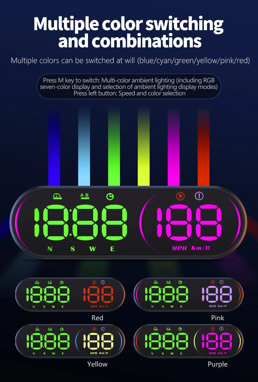 G26 Head-up-Display (HUD) Auto-GPS-LED-Smart-Digital-Tachometer KM/H MPH Übergeschwindigkeitswarnung für LKW SUV Motorrad Zubehör – Detail 3