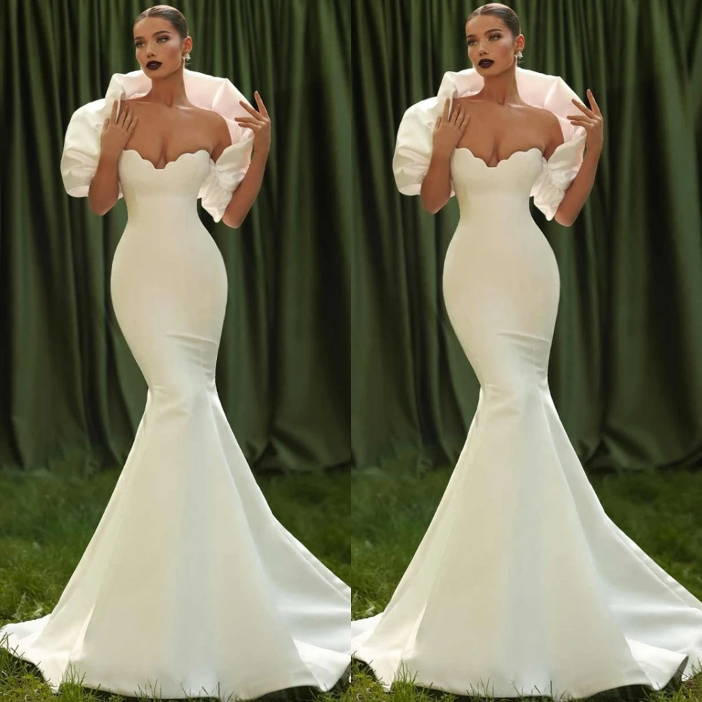 

Customized Simple Jersey Mermaid Evening Dress Delicate Sweetheart Prom Dresses Formal Sweep Train Special Occasion Gowns