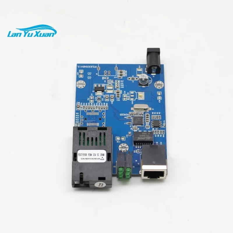 Super Mini CCTV 1 Pair 10/100mbps 3/20/40/60KM Gigabit Fiber Optical Media Converter 10/100/1000Mbps SM Single Fiber  PCBA Board