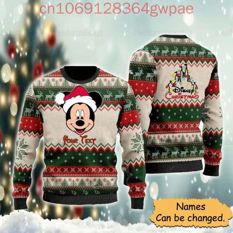 Maglione brutto Disney Topolino personalizzato maglione 3D da donna da uomo Topolino Minnie brutto maglione natalizio Anime regali di Natale maglione