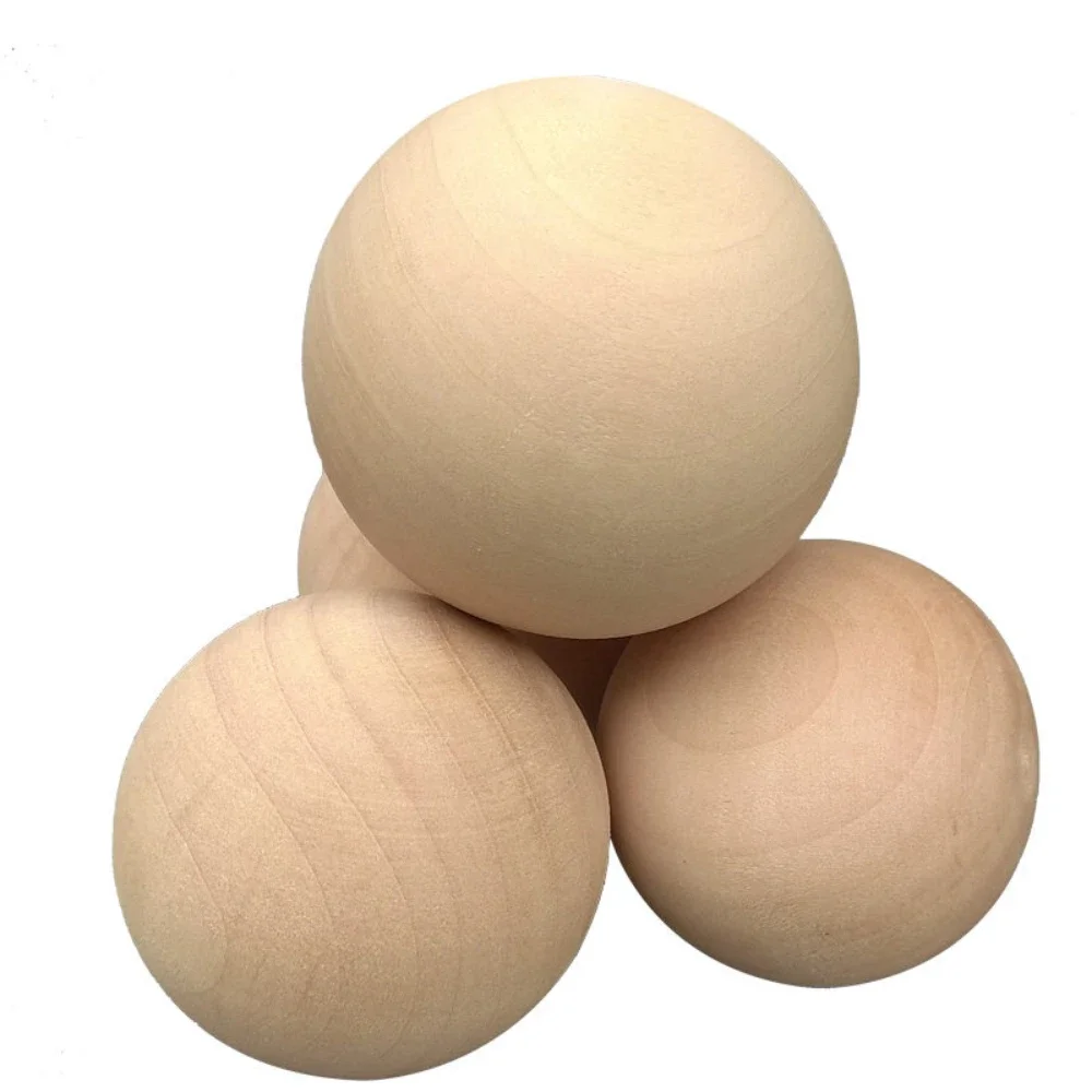Solid Wood Balls Unpainted Round Wooden Balls No Hole Solid DIY Craft Beads Colorful Wooden Spheres Handmade Decor Accessories