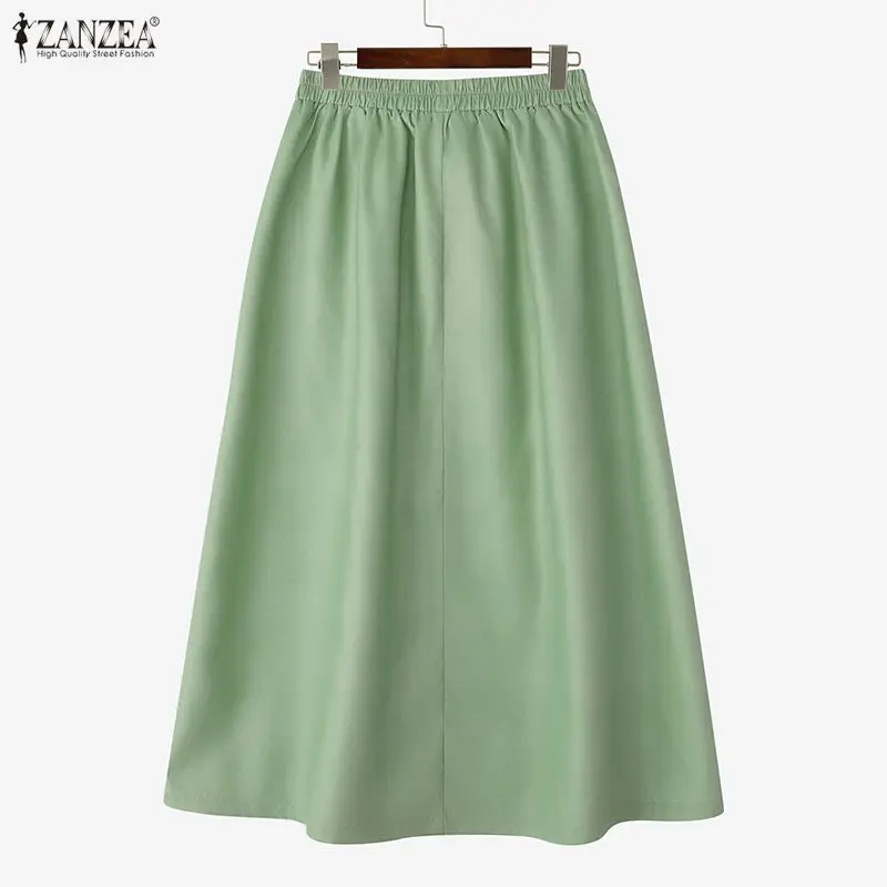 Elegant Floral Print Women Skirts ZANZEA Long Skirt A-line Elastic Waist Bottoms OL Work Party Streetwear Oversize S-3XL