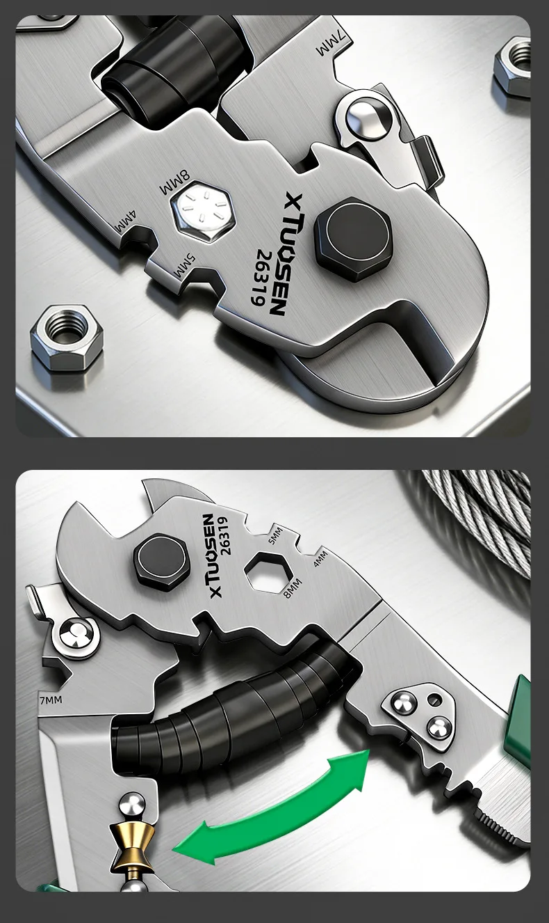 TUOSEN 8-Zoll-Seilschere aus Kohlenstoffstahl mit federbelastetem Griff zum Schneiden von Drahtseilen und Kabeln bis zu 6 mm Y5GB – Detail 8