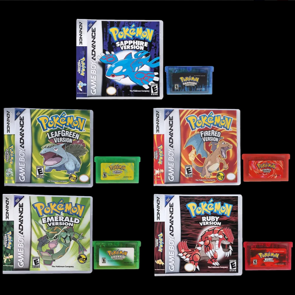 الولايات المتحدة الأمريكية لعبة في صندوق GBA 32 بت لعبة فيديو خرطوشة وحدة التحكم بطاقة البوكيمون سلسلة الزمرد FireRed Leafgreen روبي الياقوت ل GBA/NDS #2
