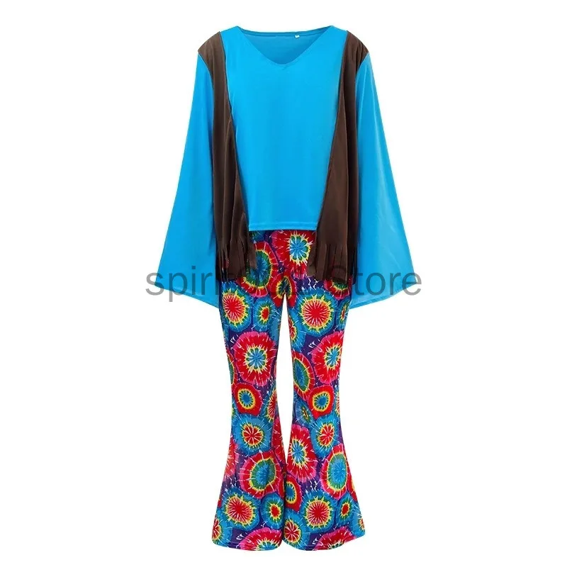 Halloween cosplay vintage 70s retro hippie trajes paz e amor colete grátis roupas adultas carnaval festa palco