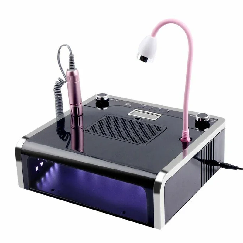 free shipping 4 in 1 Electric Nail Drill Machine with 30000RPM Handpiece Dust Vacuum Suction 108W LED UV Lamp Electric Nail File