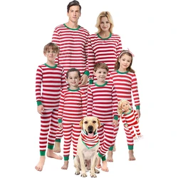 Family Matching Christmas Pajamas 100 Cotton Red White Striped Xmas Sleepwear Kids Pyjamas Mother Kids Matching Outfits Pijamas