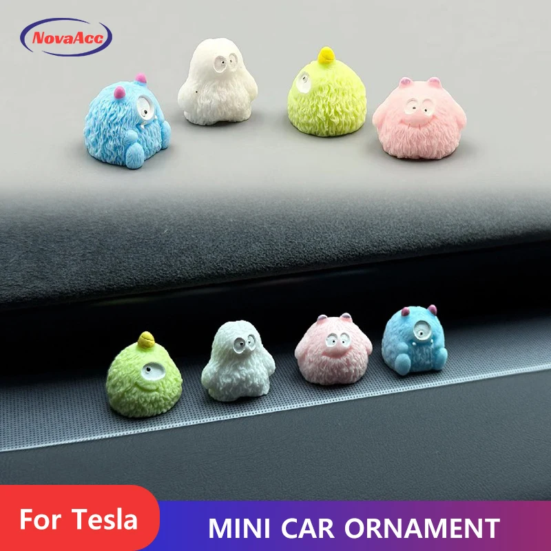 

Mini Car Ornament For Tesla Model Y 3 2021-2025 Resin Cute Monster Decor Cartoon Animals Non-Blocking View Dashboard Decoration