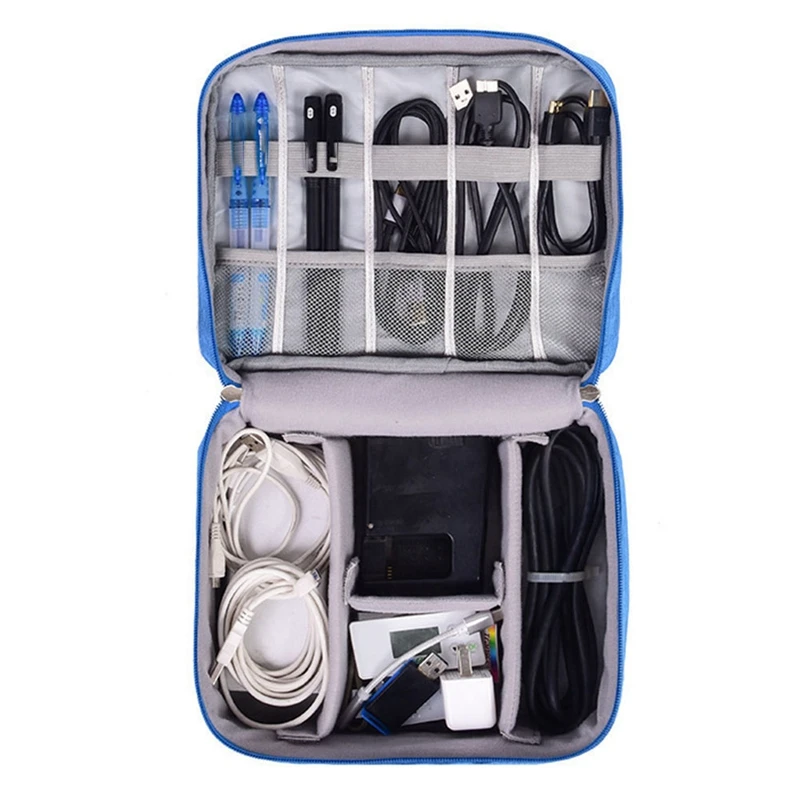2PCS Cable Storage Bag Waterproof Digital Electronic Organizer Travel Cable Bag Portable USB Data Line Storage ,A